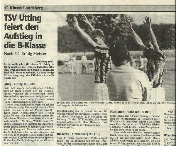 1994 – Fußball, Aufstieg in die B-Klasse