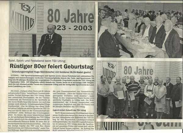 2003 – 80 Jahre TSV Utting, Feier und Ehrung (Blatt 1)