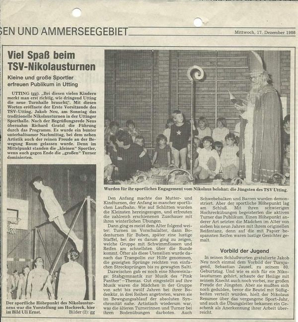 1986 – Nikolausturnen TSV Utting (17.12.1986)