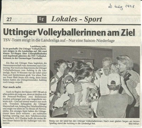 1998 – Volleyball, Aufstieg in die Landesliga