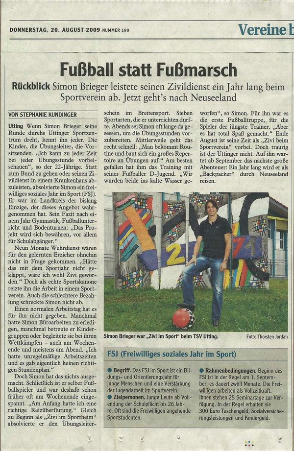 2009 – Zivildienst beim TSV von Simon Brieger