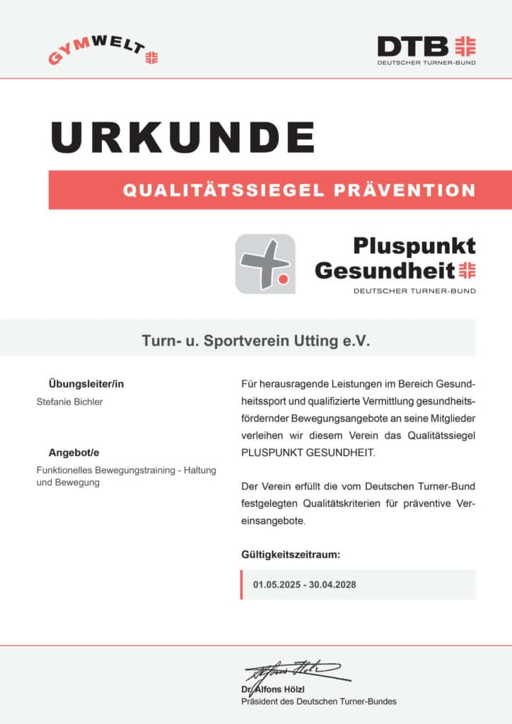 Pluspunkt Gesundheit Urkunde