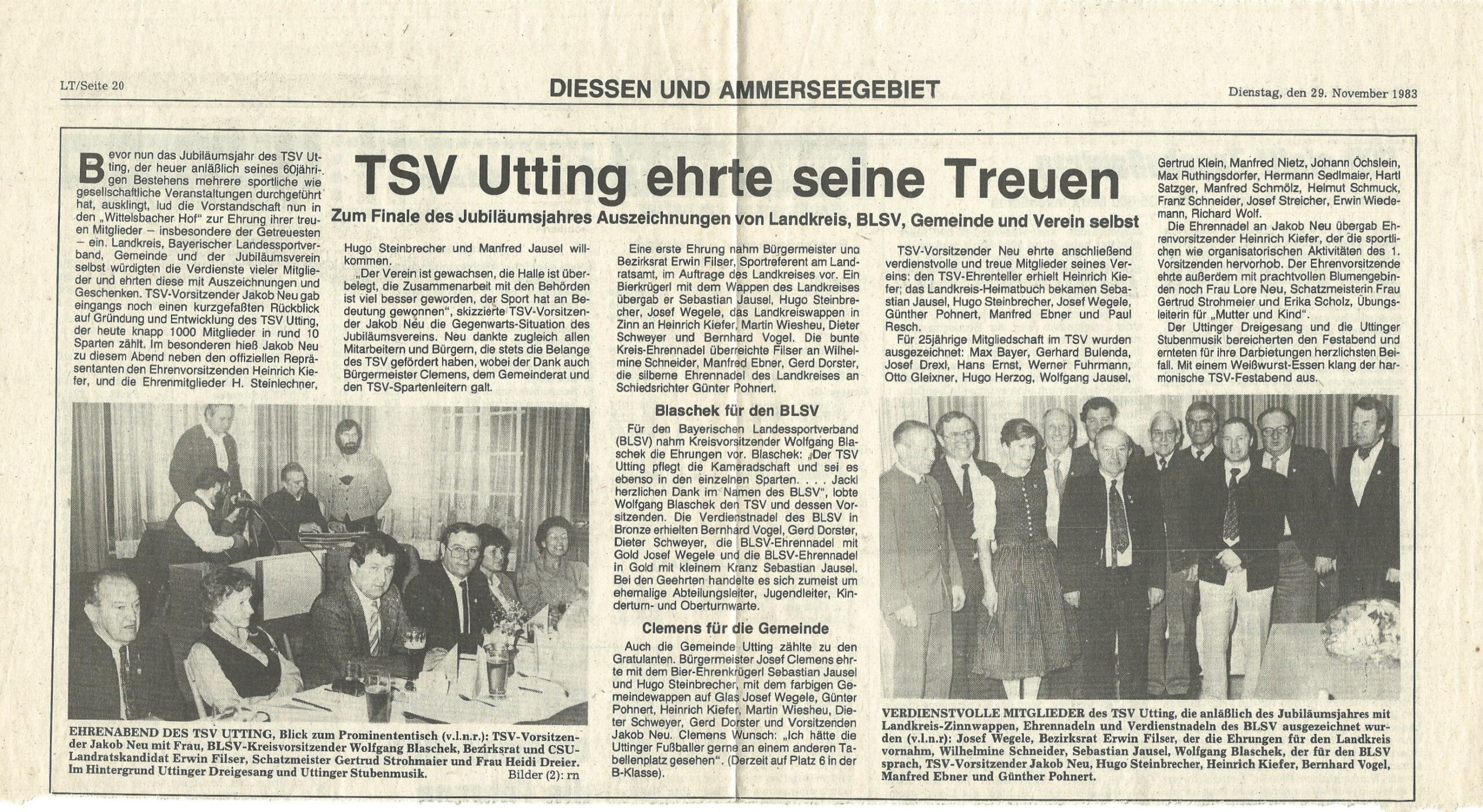 TSV Utting - 1983 60 Jahre TSV Utting Ehrungen