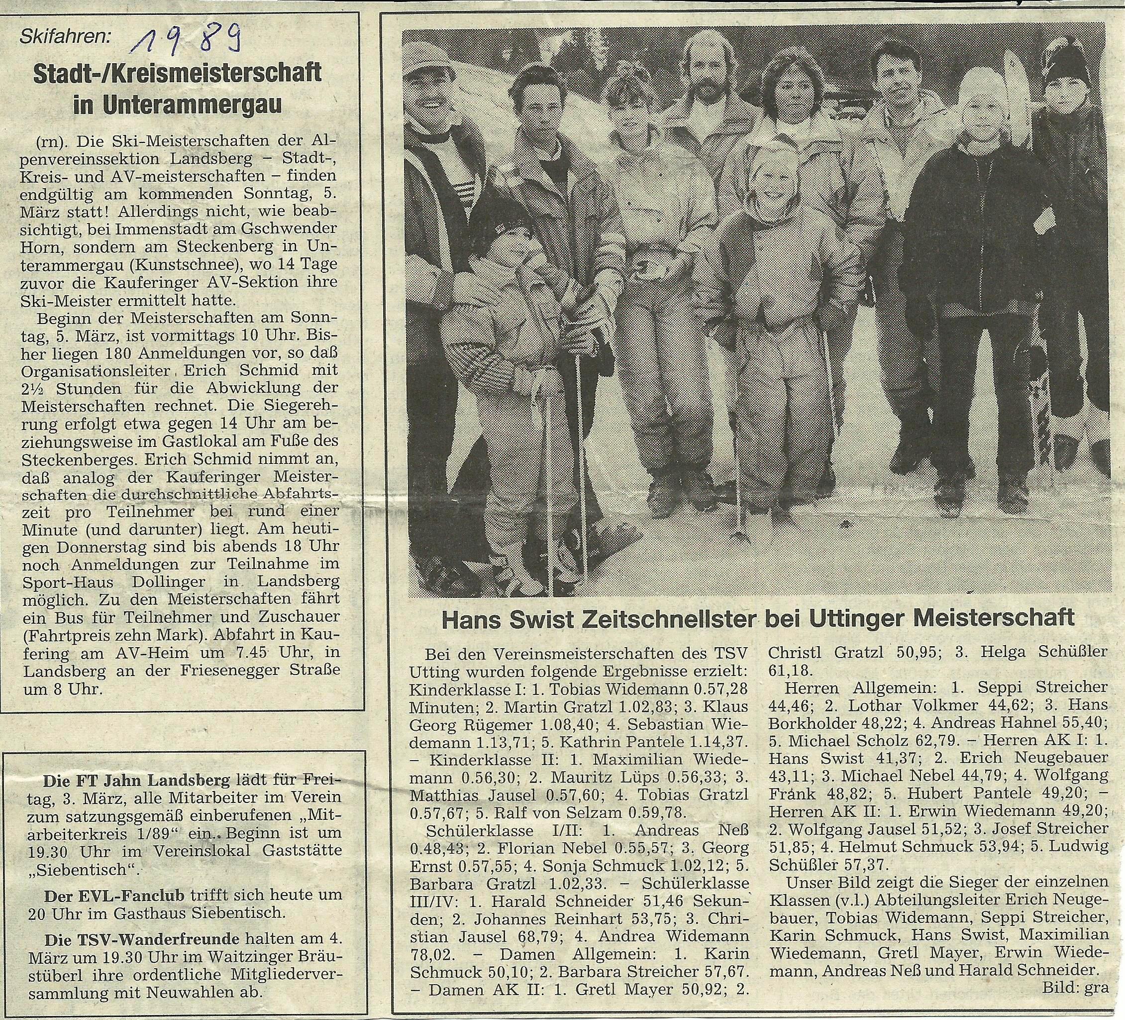 TSV Utting - 1989 5.3.1989 Landkreis Skimeisterschaft Blatt 2