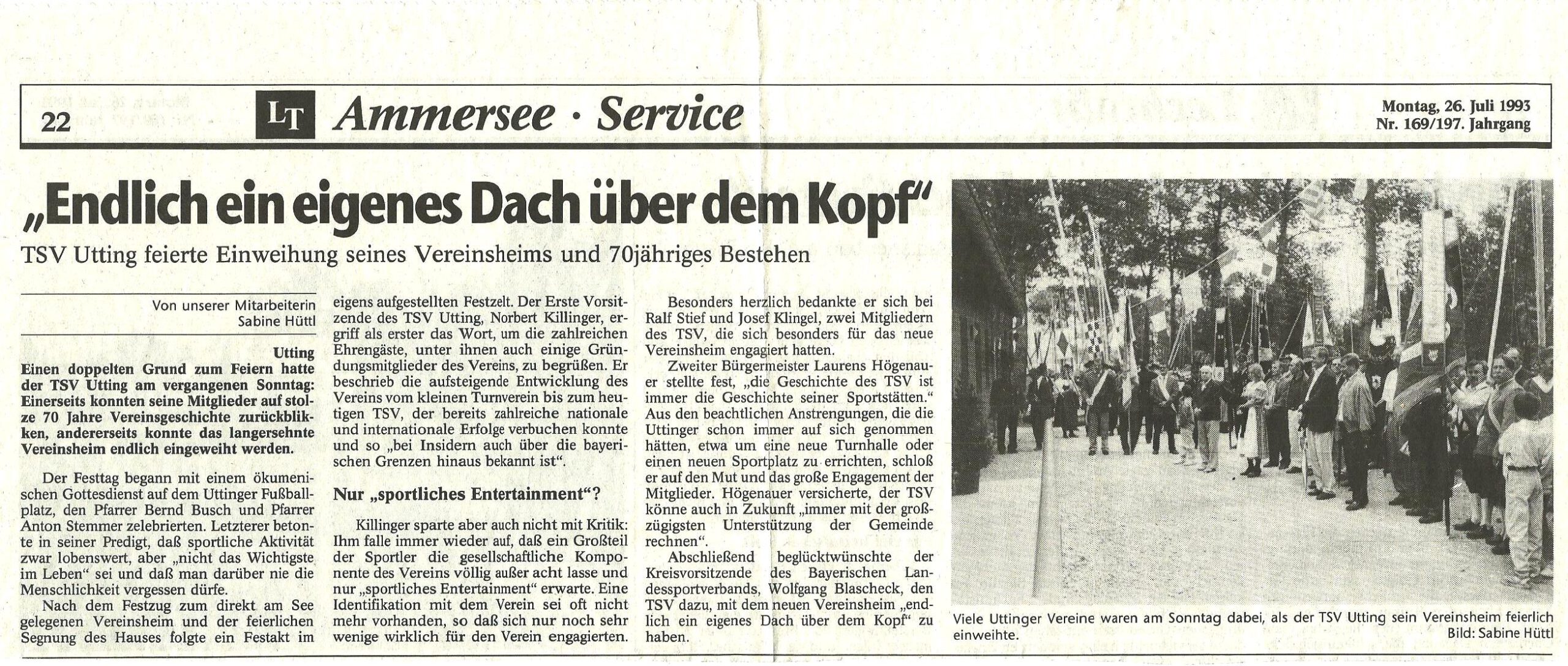 TSV Utting - 1993 Wassersport Vereinshaus Einweihung, 25.7.1993
